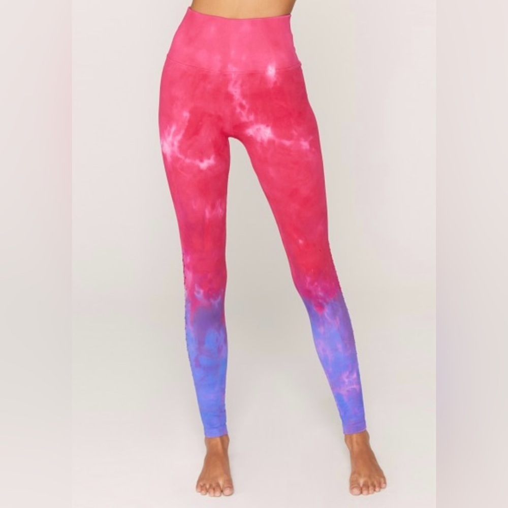 Spiritual Gangster $118 hombre leggings. Purple & pink. M/L. Tie dye. Like new - Picture 2 of 10